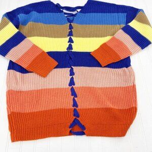Carole Christian Womens Pullover Striped Acrylic Sweater Size‎ Medium Rainbow